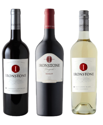Selección de vino tinto y blanco Ironstone